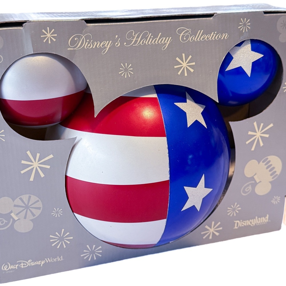 Disney Parks Jumbo Ornament American Flag Mickey Mouse Ears Disneyland 11" Xmas